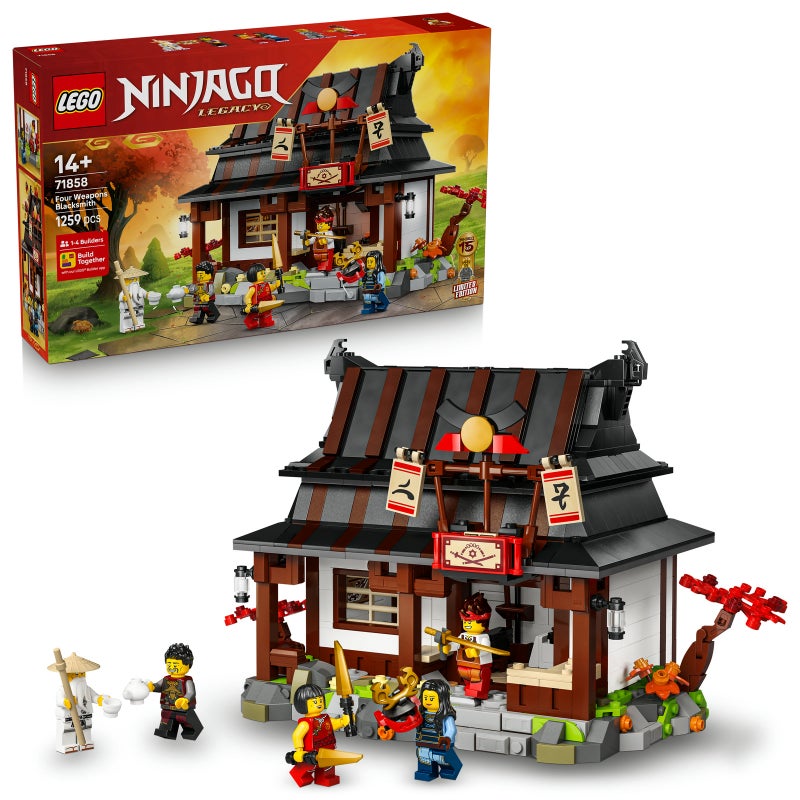 LEGO NINJAGO Four Weapons Blacksmith 15th Anniversary 71858 Building Toy Set (1259 Pieces) - Image 1